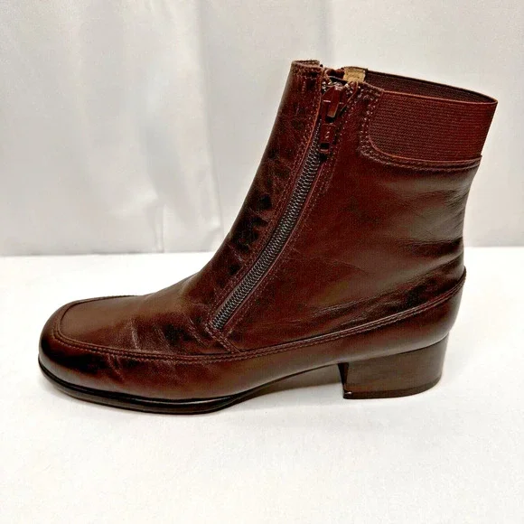 Ros Hammerson Womens Boots 7N Ankle Height Brown Leather Zip Butter Soft Booties - Picture 7 of 15